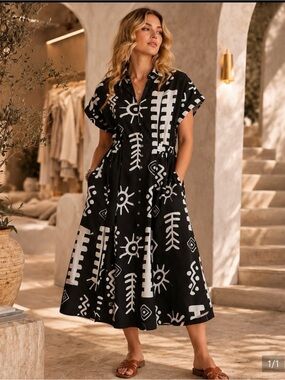 #65 New! Evil Eye Boho Cotton Dress